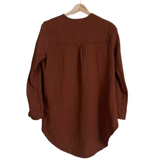 Sister Katie Cotton Gauze Sally Shirt XS Cinnamon Organic Long Sleeve Blouse Top - Picture 3 of 8